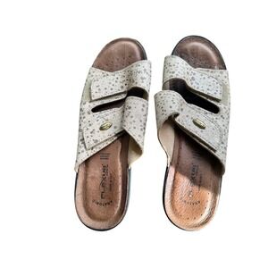 Flexus by Spring Step Womens 42 Metallic Spotted Slide Sandals Made in Italy Tan